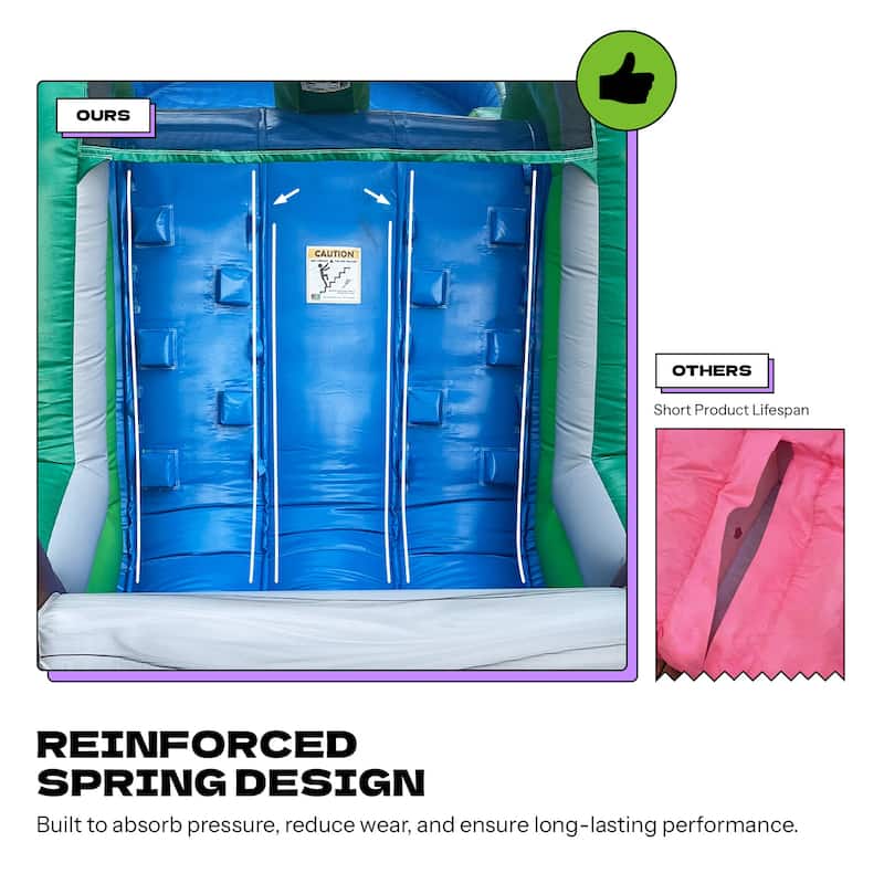 POP JUMP Tropical 28' Obstacle Course with Slide - Green - 8' x 28' x 9'