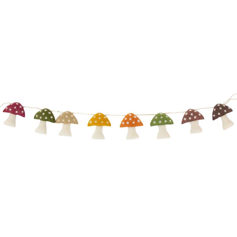 Handmade Mushroom Harvest Handmade Felt Garland for Wall or Tabletop