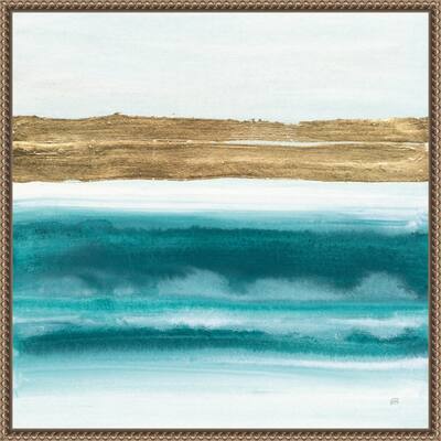 Abstract Gold Emerald Beach III by Chris Paschke Framed Canvas Wall Art Print