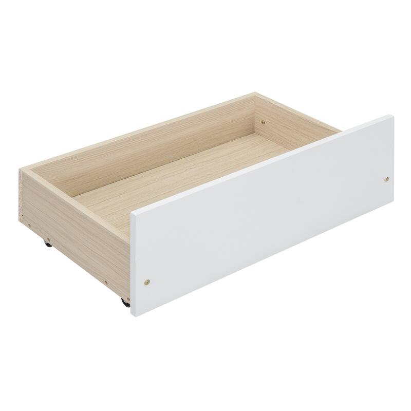 Full Size Wooden Platform Bed Frame with Nightstand, 2 Drawers Desk, Floor-Standing Bed Frame with Wood Slats Support