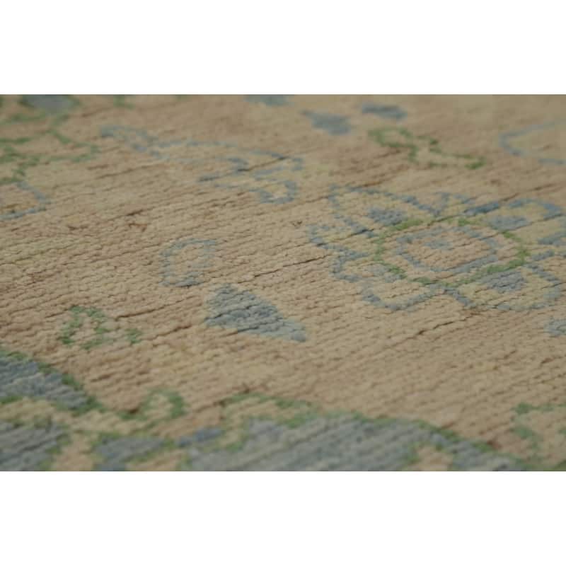Floral Oushak Turkish Area Rug Hand-Knotted Vegetable Dye Wool Carpet - 7'11"x 9'11"