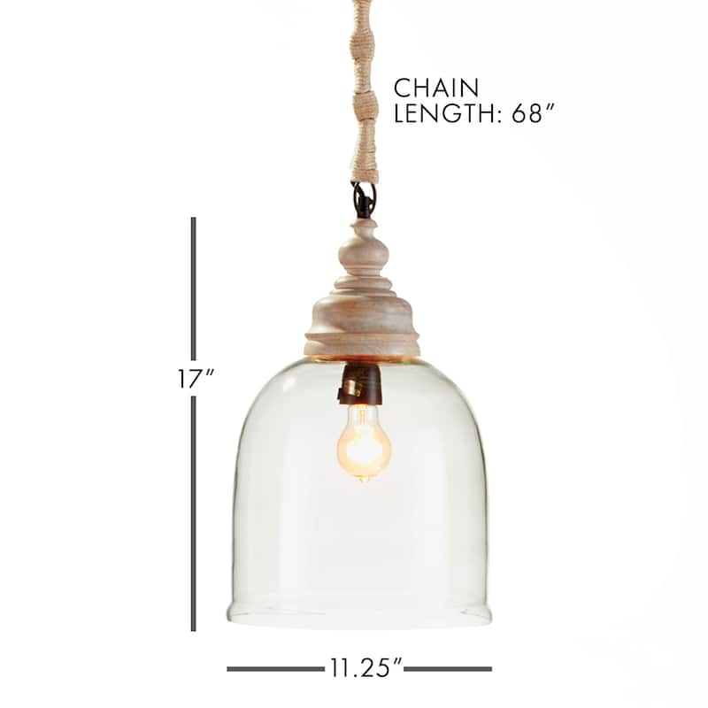 Ansley 17 inch Cloche Pendant Whitewash Finish - 17 in.