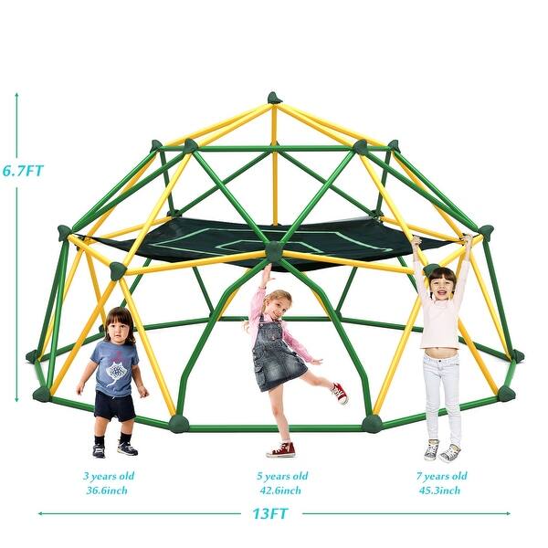 dimension image slide 0 of 2, 13ft Geometric Dome Climber Play Center with Rust & Uv Resistant, Supporting 1000lbs, Kids Jungle Gym Playground Indoor/Outdoor