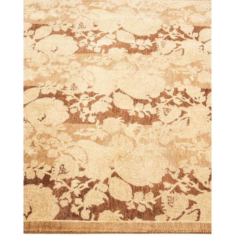 Overton Handknotted Wool Traditional Abstract Brown Runner