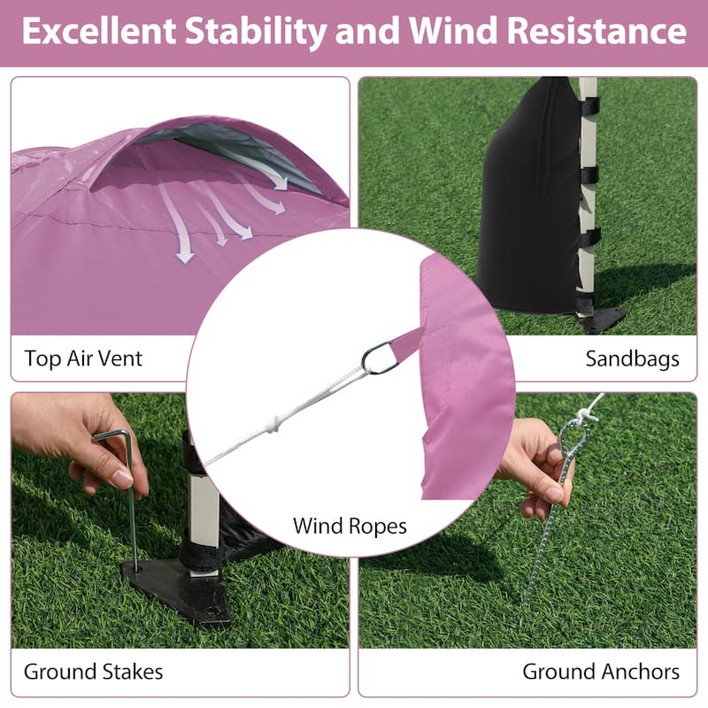 Gymax 10 X 10 FT Pop up Canopy Tent w/ 1 Sidewall Wheeled Bag 8 Stakes