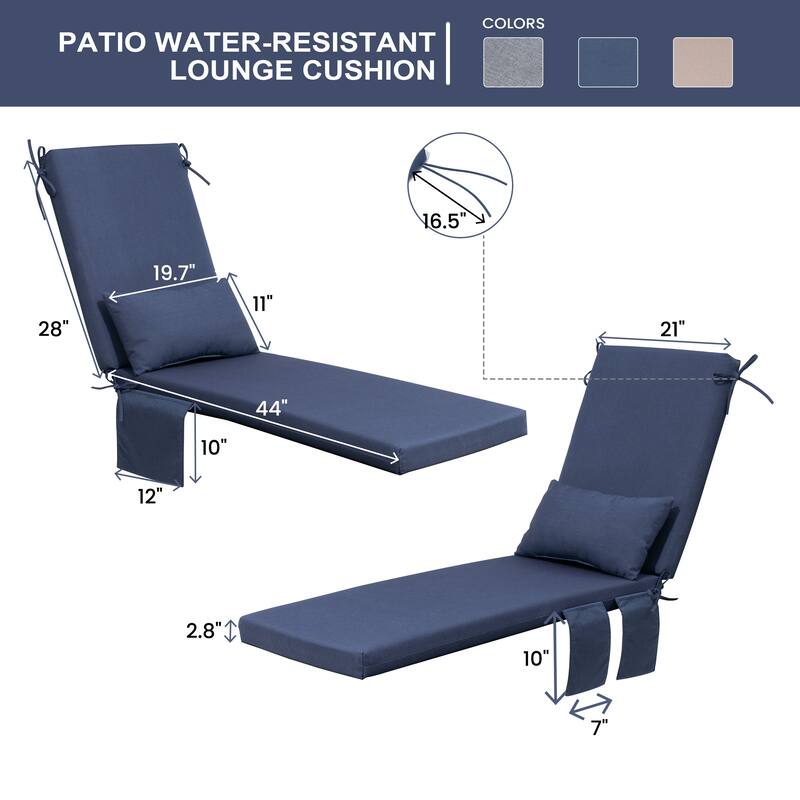 Pellebant Outdoor Lounge Chair Cushions with Pillow