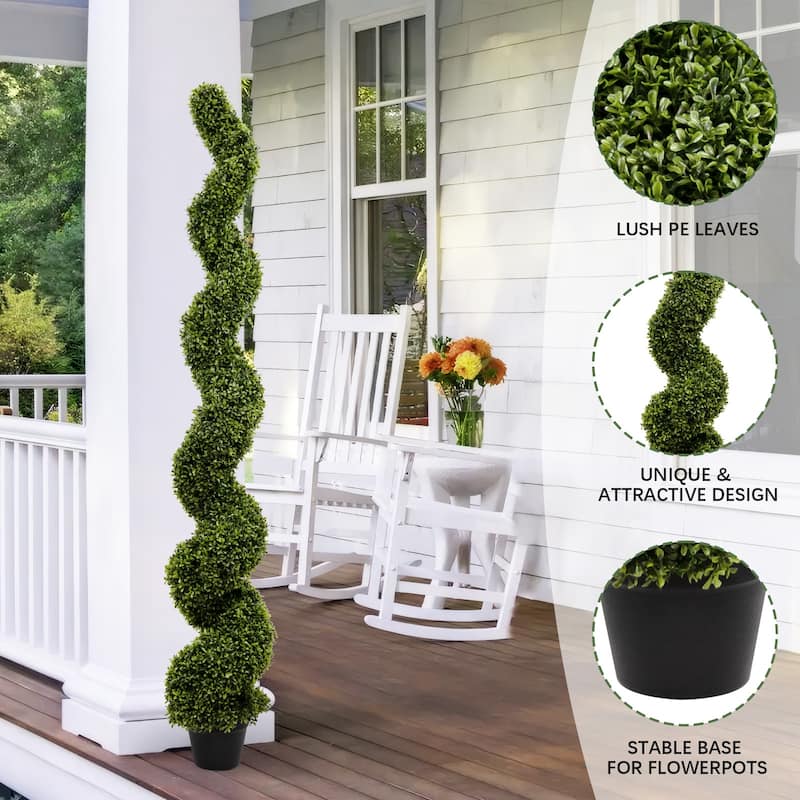 Outdoor uv resistant plastic boxwood topiary bonsai artificial spiral tree plant