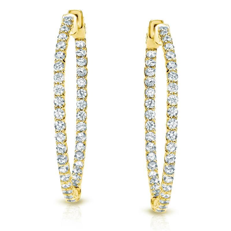 Auriya 14k Gold 2 1/2ctw Small or Medium Inside-out Diamond Hoop Earrings (H-I, SI1-SI2)