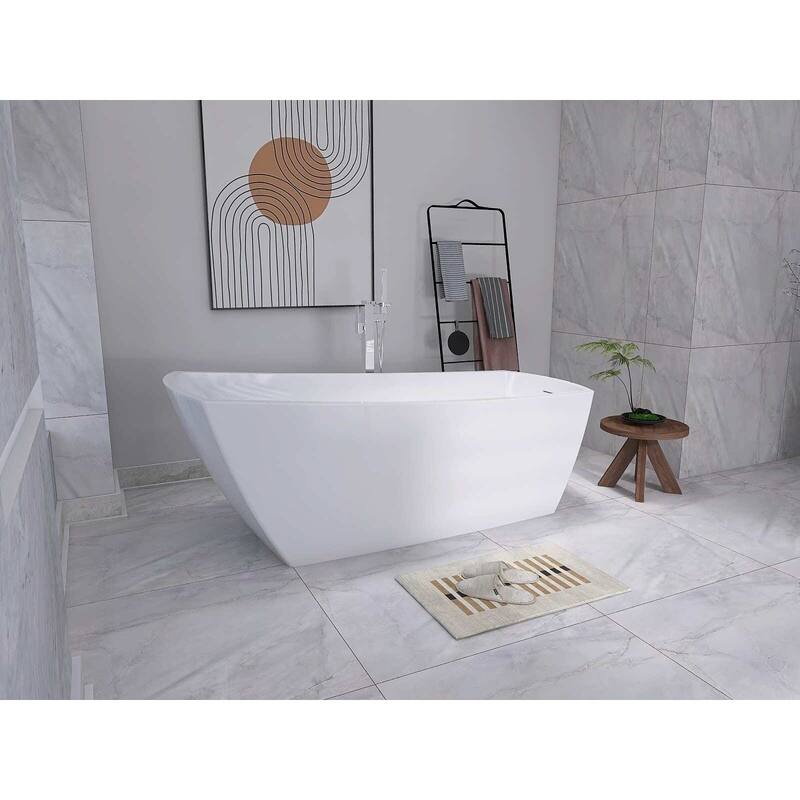 Peter Soaking Single Slipper Rectangular Bathtub in Glossy White