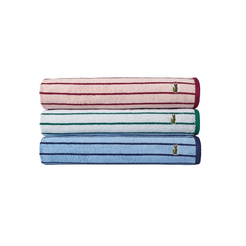 Lacoste Centre Mark Cotton Jacquard Stripe Bath Towel