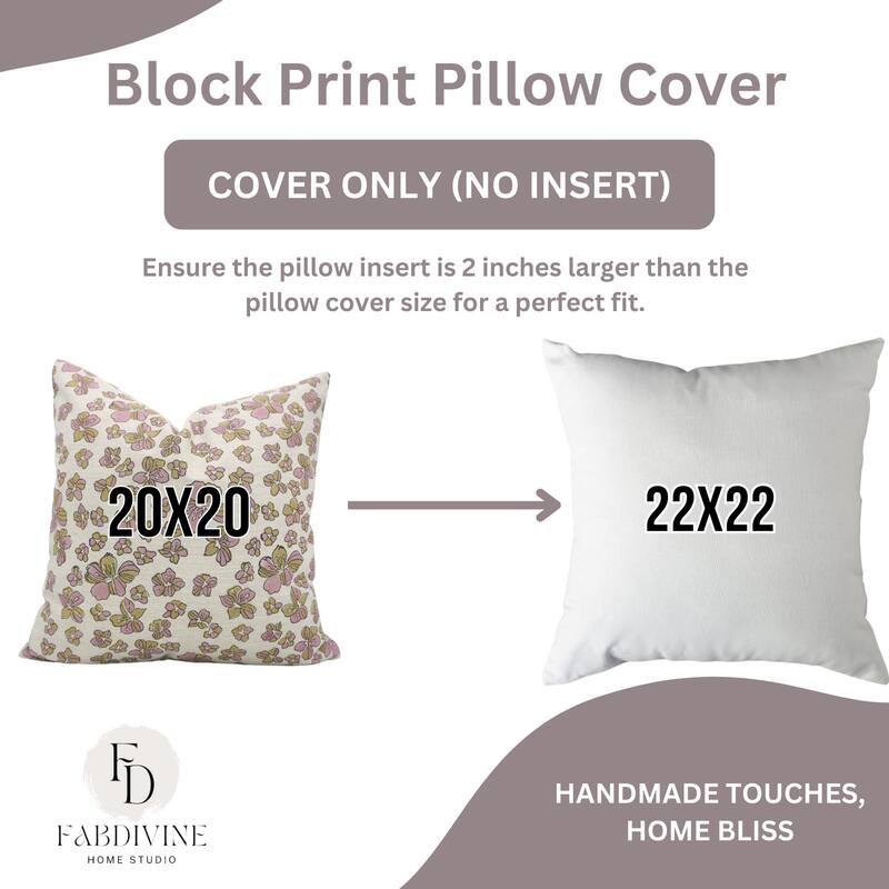 Fabdivine Floral Throw Fall Summer Décor Pink Pillow Cover Handmade Linen, for Farmhouse Guest Room or Couch, Custard Apple