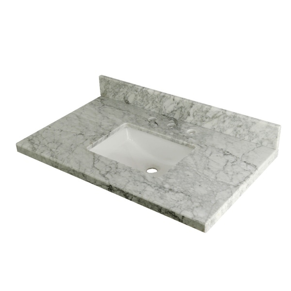 Kingston Brass KVPB3622M38SQ 36" Marble Vanity Top with Backsplash - Carrara Marble