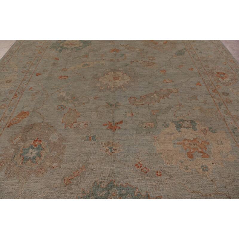 All-Over Vegetable Dye Oushak Turkish Area Rug Handmade Wool Carpet - 9'0" x 11'10"