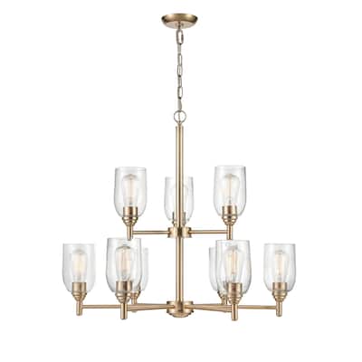 Millennium Lighting Arlett 9 Light Chandelier in Modern Gold with Clear Glass Shades