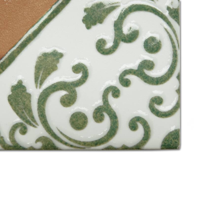 Merola Tile Sentier des Ocres Deco Green 7-7/8" x 7-7/8" Porcelain Floor and Wall Tile