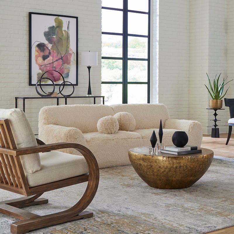 Uttermost Abide Rounded Sheepskin Sofa - 96"W x 31"H x 42"D 