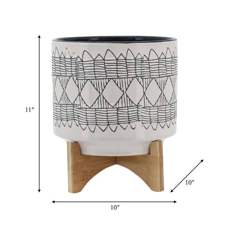 Sagebrook Home Abstract Ceramic Planter on Stand Indoor/Outdoor
