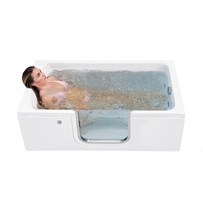 Ella Laydown 30x60 Walk in Bathtub, Waterfall Wall Mount Faucet, Hand Shower, Slider Bar in Chrome