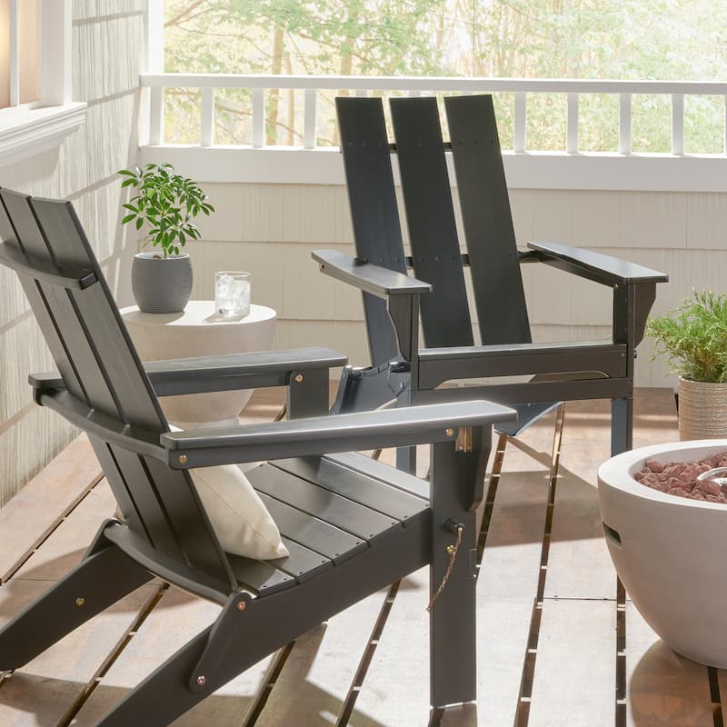 Zuma Outdoor Outdoor Acacia Wood Foldable Adirondack Chairs (Set of 2) by Christopher Knight Home - Black