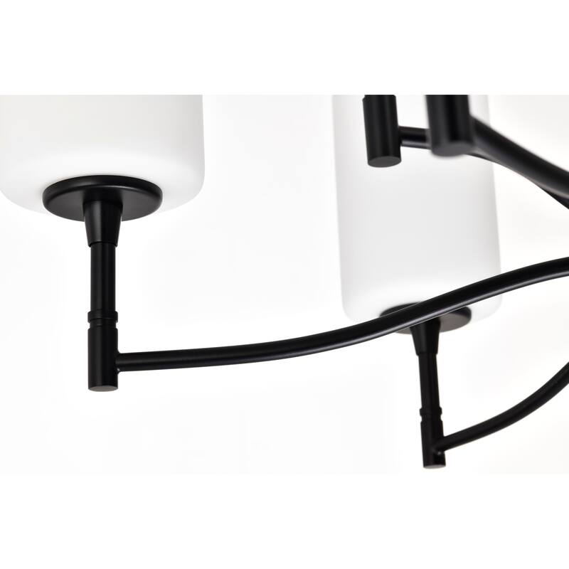 Liam 9 Light Chandelier Matte Black White Opal Glass - Matte Black