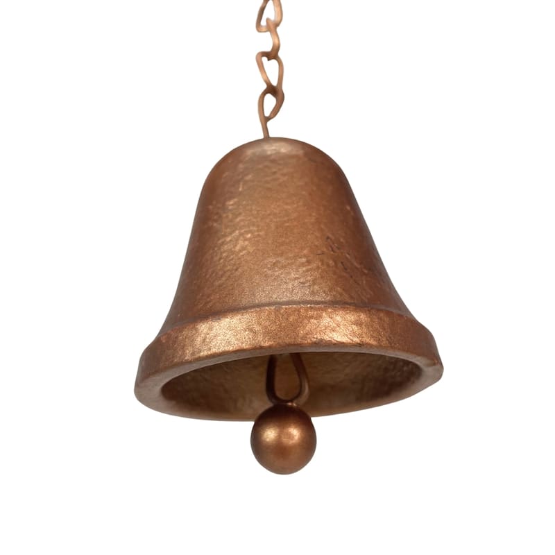 78-Inch Metal Rain Chain - 6 Water Wheels & Weighted Bell, Bronze - 4 X 78 X 1 inches