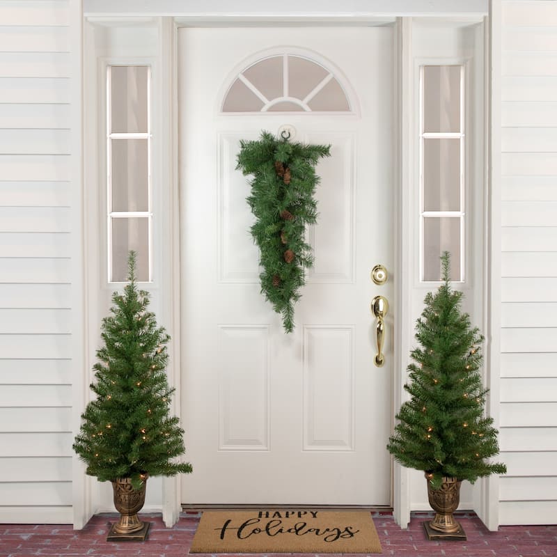 30" Black River Pine Artificial Christmas Swag with Pine Cones Unlit
