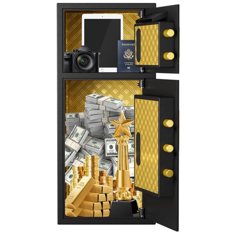 Digital Security Safe with Fireproof and Waterproof Bag,6.5 Cubic Feet Safe Box with Hidden Code Function for Home,Office