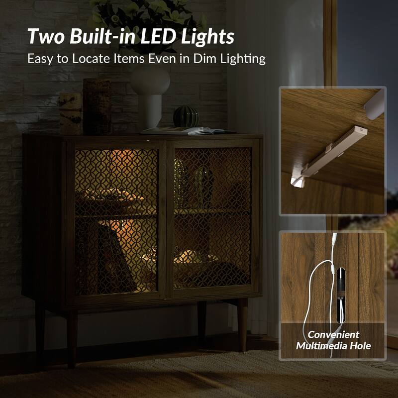 Modern Dominik 32"Tall 2-Door Accent Cabinet with Light by HULALA HOME