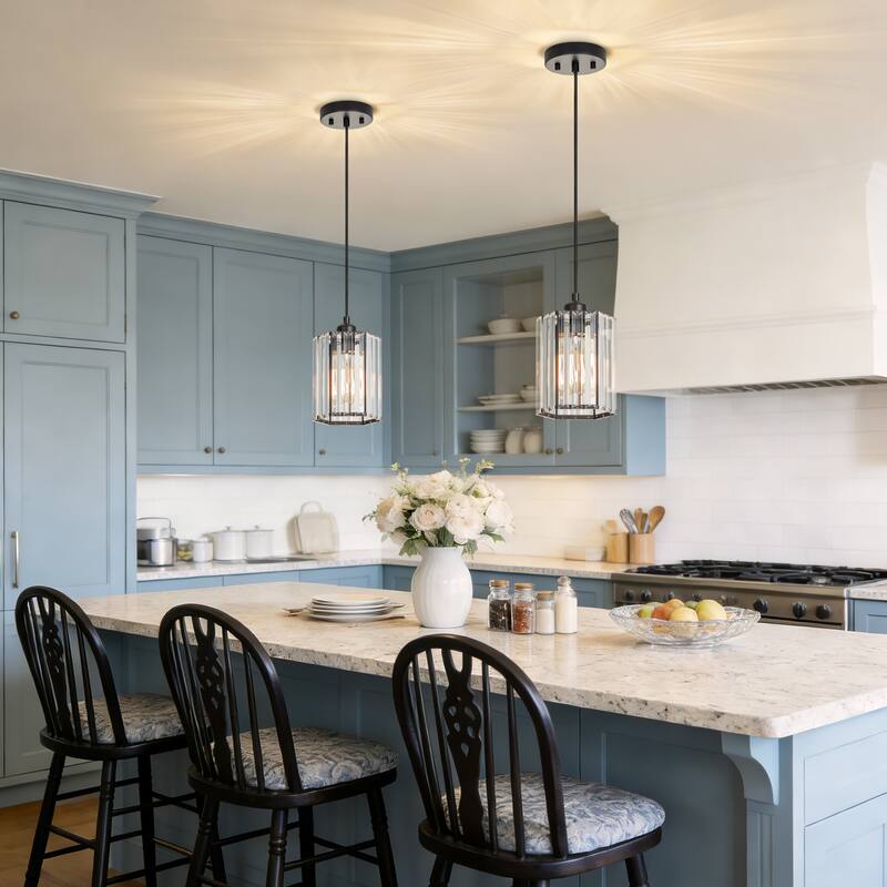 Starsky 1-Light Modern Minimalist Single Glass Pendant Light - Black