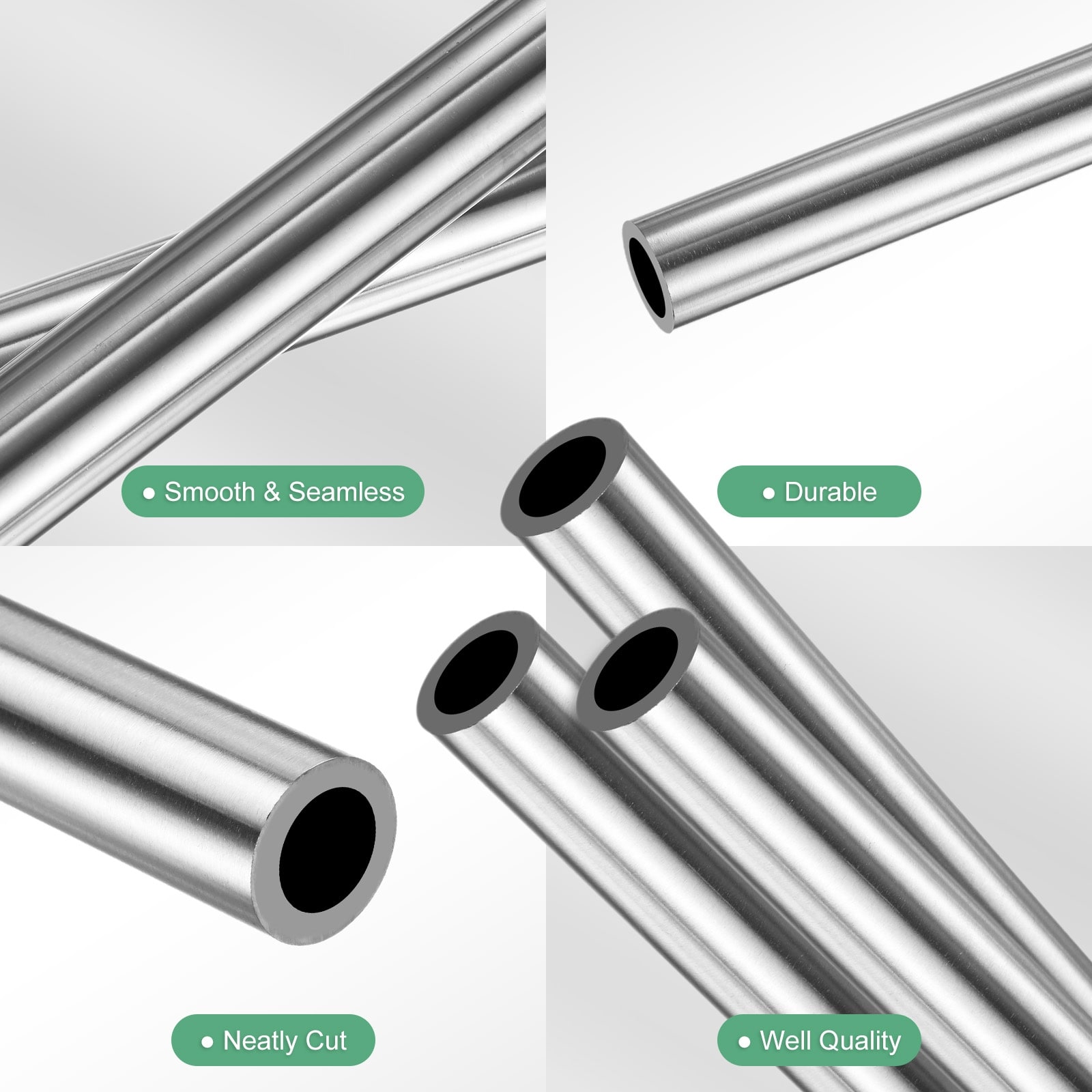 304 Stainless Steel Tube, Seamless Stainless Steel Tubing for Construction/DIY Crafting - Silver