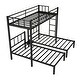 preview thumbnail 8 of 7, Detachable Twin Over Twin Triple Metal Bunk Bed with Guardrails, Ladders, and Storage Shelf, Ideal for Kids and Guests