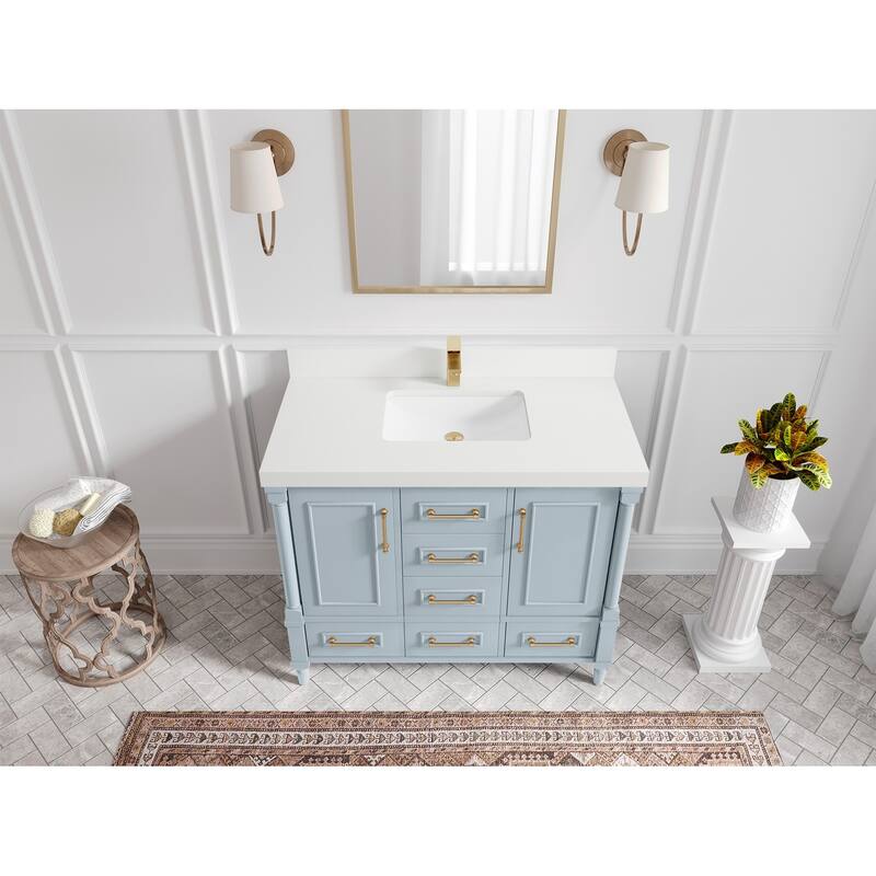 Willow Collections 42 in. W x 22 in. D Aberdeen Single Bowl Sink Bathroom Vanity in Pewter Green with Countertop