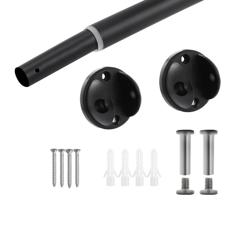 Design House Adjustable Curved Shower Rod Matte Black Shower Curtain Rod - 44-Inch to 66-Inch