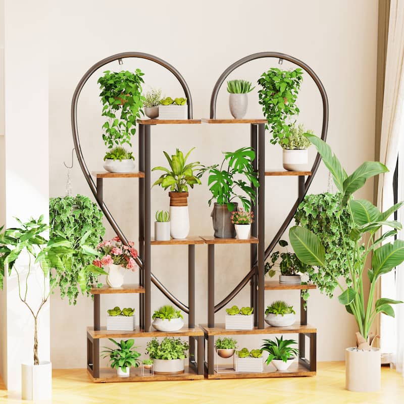 2pcs 6 Layers Half Heart Plant Stand Flower Pot Stand - 44.1x11x64.9 inch