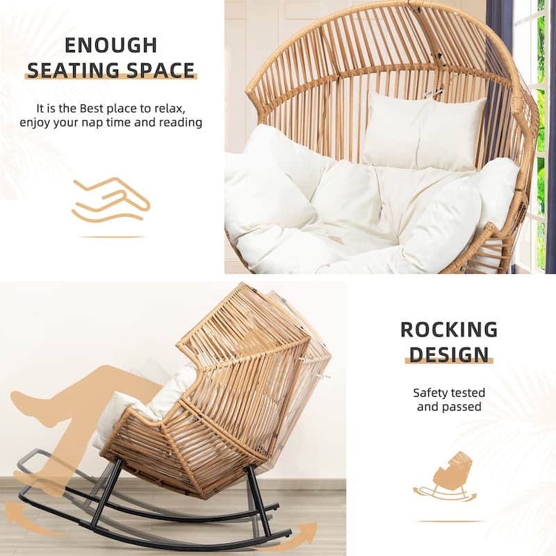 Futzca Wicker rocking egg chair (with cushions)
