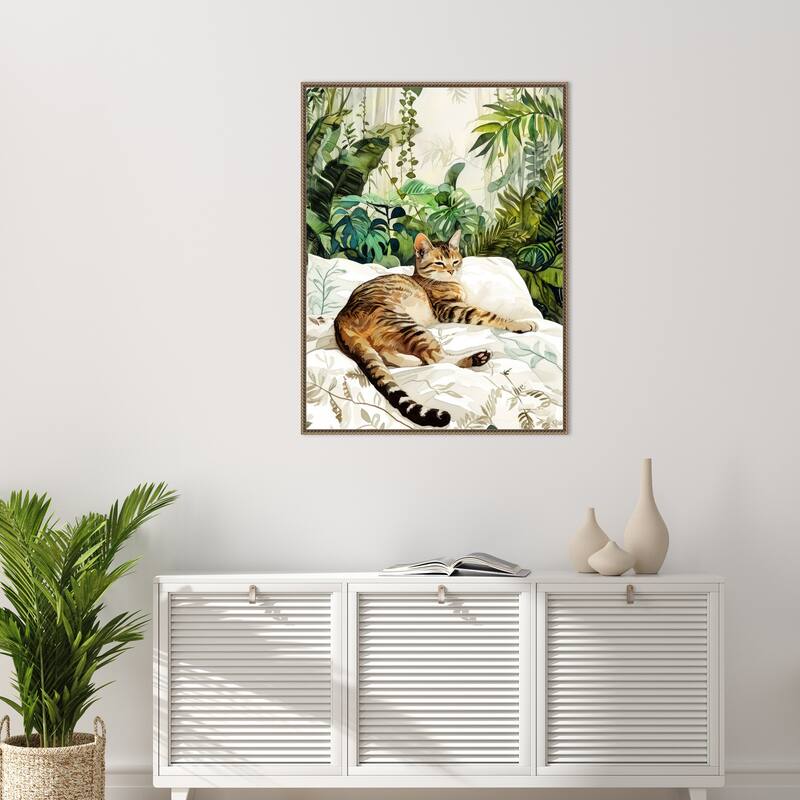 Cats Life Sleepy Time by Justyna Jaszke Framed Canvas Wall Art