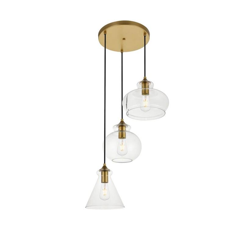 Clear Glass 3-light Adjustable Pendant Lamp