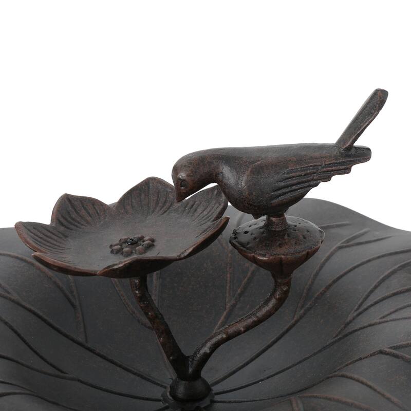Roomfitters Lancaster Outdoor Aluminum and Iron Top Bird Bath with Stable Iron Base, Bronze