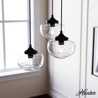 Hunter Saddle Creek 3-Light Vintage Schoolhouse Cluster Hanging Ceiling Light - Entry, Kitchen Table - Transitional