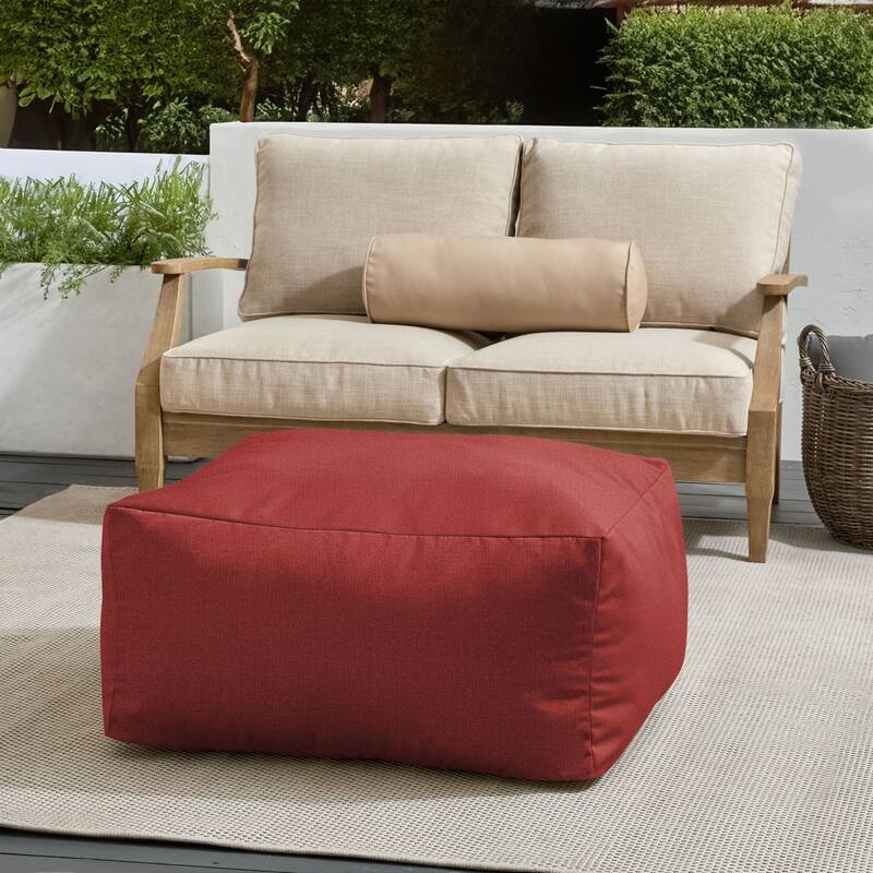 Sorra Home Sunbrella Outdoor Knife Edge Solid Bean Pouf