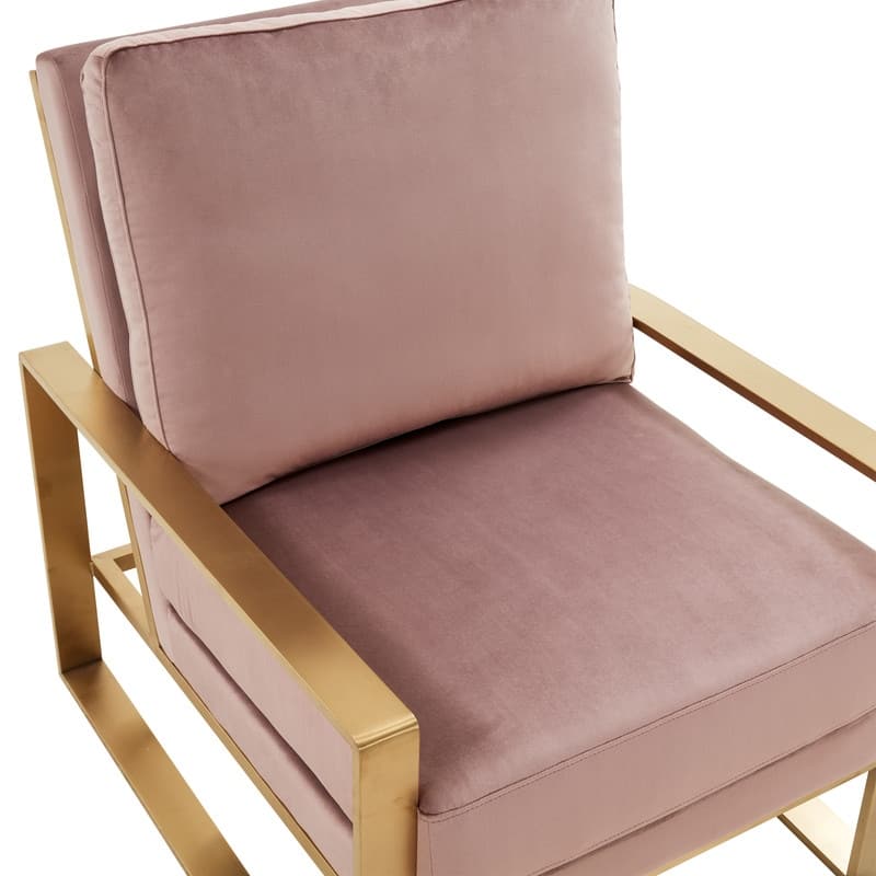 Jefferson Modern Velvet Accent Chair with Brushed Gold Frame, Removable Cushions, and Floor Protectors for Living Room or Office