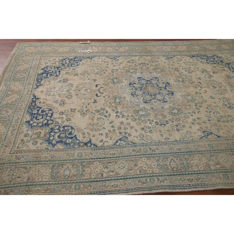 Antique Traditional Distressed Tabriz Persian Rug Handmade Wool Carpet - 6'3" x 9'9"