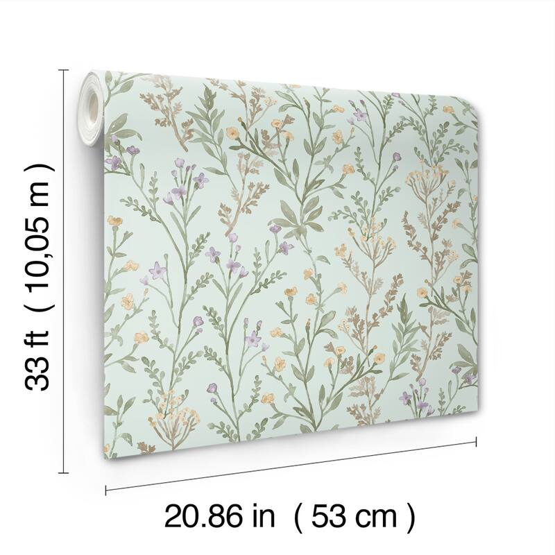 Chesapeake Laverne Aquamarine Wildflowers Wallpaper