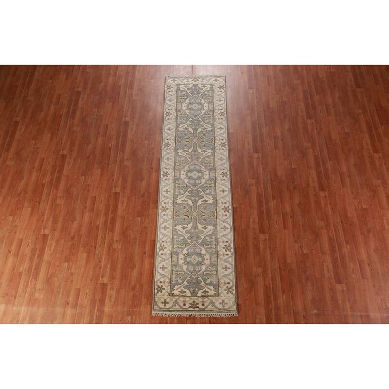 Oushak Oriental Runner Rug Hand-Knotted Wool Carpet - 2'7" x 9'10"