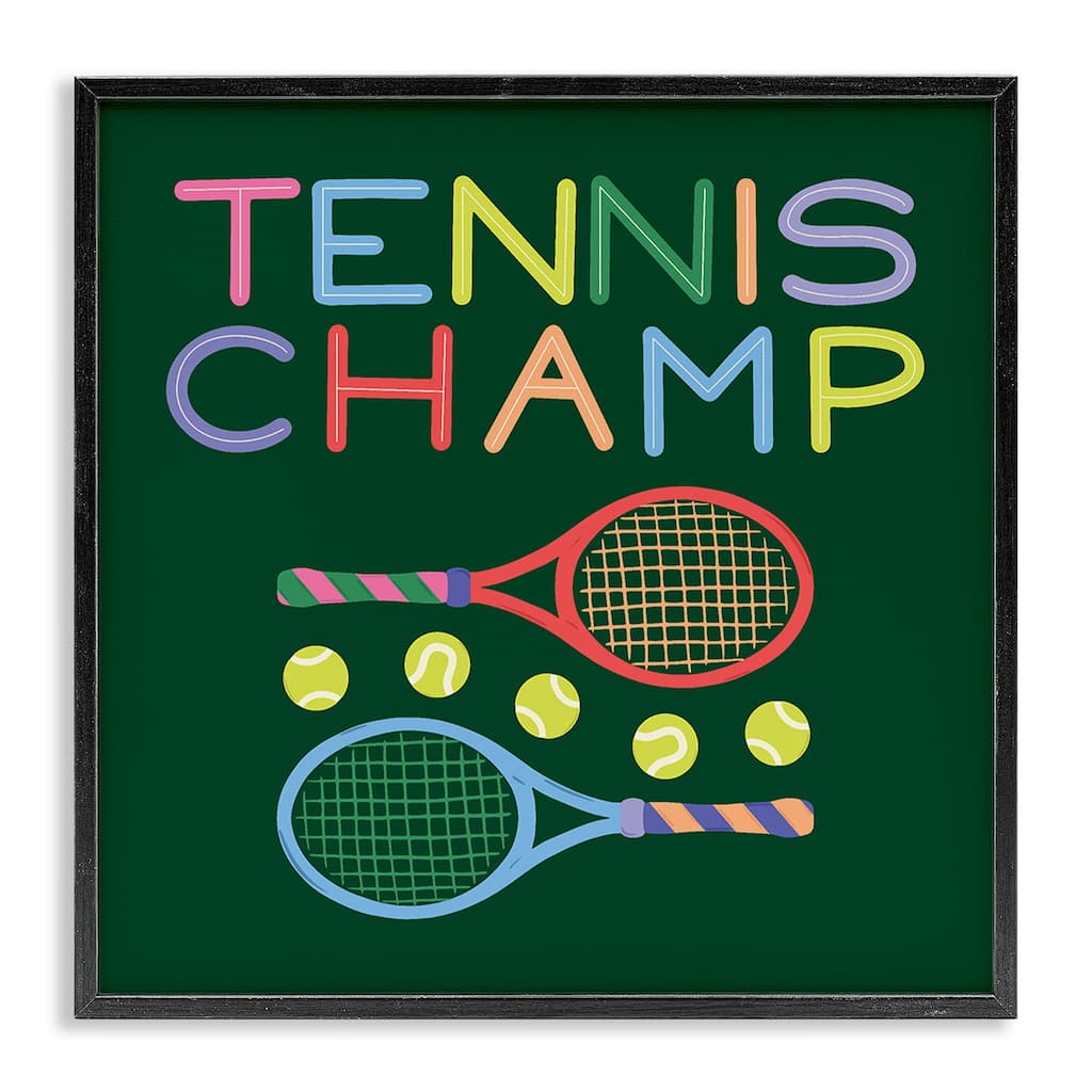 Stupell Tennis Champ Racket & Balls Framed Giclee Art Design By Sazerelli Designs