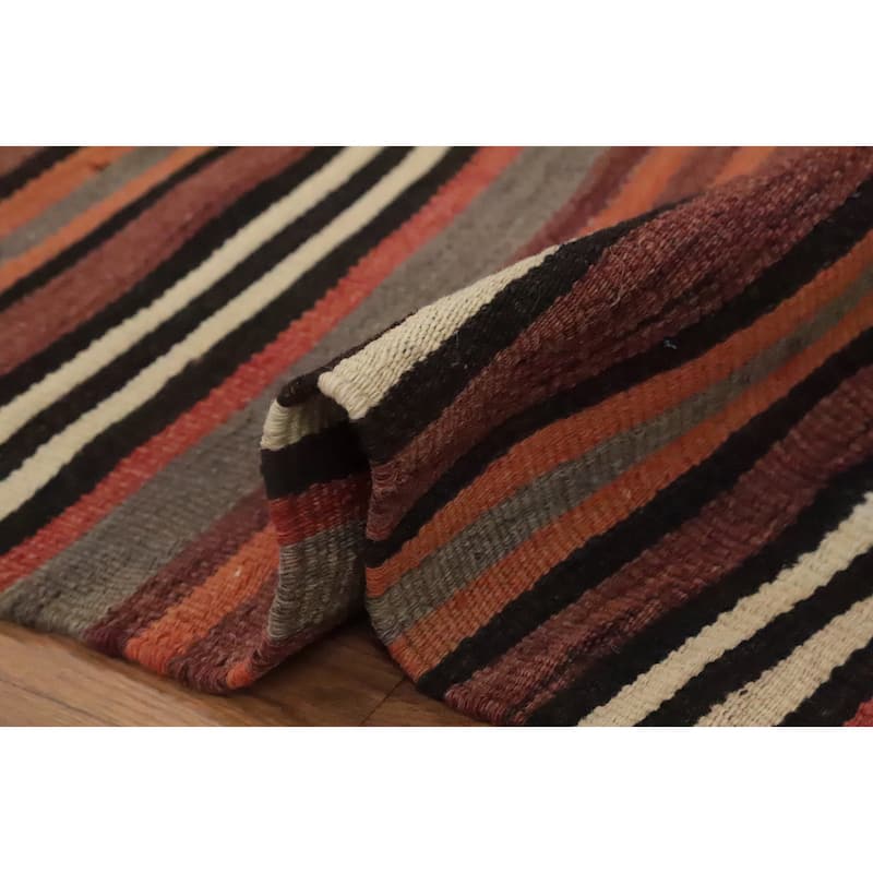 Hand Woven Oriental 100% Wool Carpet Southwestern Geometric Multi-Colored Kilim Area Rug - 8' 11'' X 4' 8''