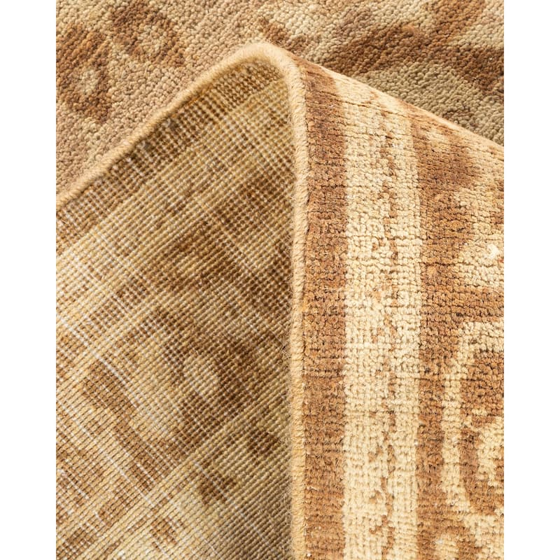Overton Hand Knotted Wool Traditional Oriental Beige Area Rug - 6' x 9'