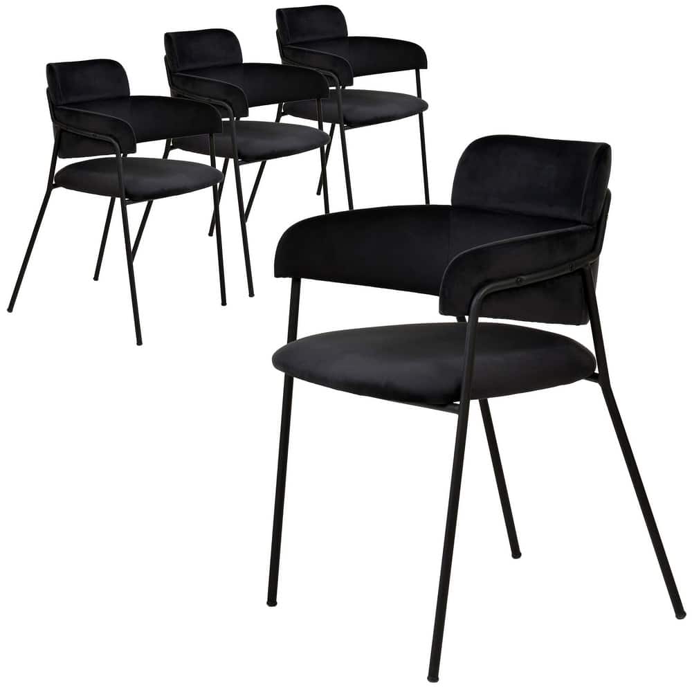 LeisureMod Set of 4 Axis Upholstered Dining Chairs with Curved Backrest, Contemporary Accent Side Chair for Home Office Bedroom