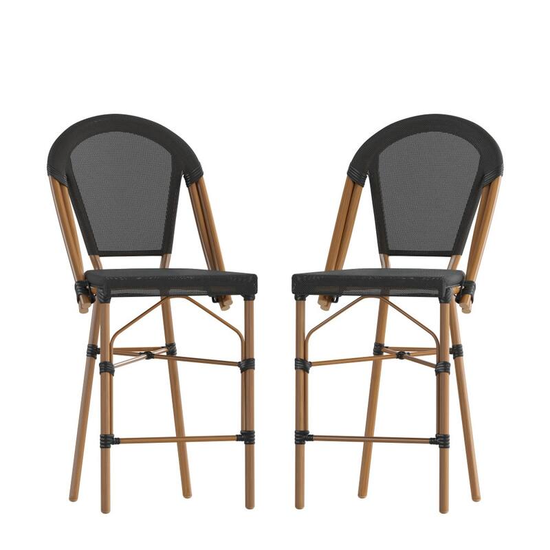 2PK Stacking Bistro Chair with Metal Frame & PE Seat