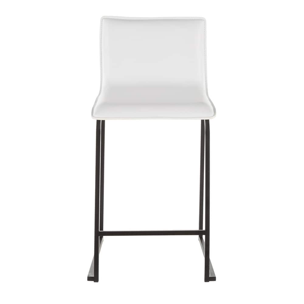 Porch & Den Mara Upholstered Counter Stool in Black Metal (Set of 2)